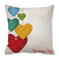 Valentine's Day pillowcase with colorful plaid hearts on beige polka dot peach skin fabric - Plaid Texture Heart Charms (Style G)