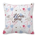 White peach skin pillow cover with I love you text and heart floral patterns - Floral Swirl LOVE (7)
