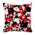 Square throw pillow cover with abstract red, black and white splash ink artistic pattern - Red Black White Abstract Splash (6) / 45x45cm