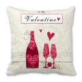 Pink Happy Valentine's Day peach skin pillowcase with wine bottle and rose pattern - Champagne And Rose Valentine (10)