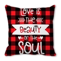 Red buffalo plaid pillow case with Love is the Beauty of the Soul artistic text - Beauty Of The Soul Style (9)