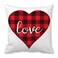 Square white pillowcase with red and black buffalo plaid heart and white love script - White Buffalo Plaid Red and Black Heart Style (8)