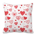 Funda de cojín cuadrada con patrones de corazones rojos para decorar en San Valentín - Combo de Corazones de Texturas Múltiples (12)
