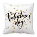 Taie d'oreiller en peau de pêche avec texte noir de Saint-Valentin et points dorés - Vœux Festifs Points Pailletés (12) / 45x45 cm