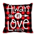 Buffalo plaid peach skin pillowcase featuring white Always in Love script and heart - Always In Love Arrow Style (10)