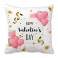 Gouden Happy Valentine's Day kussensloop met roze hartballonnen van perzikhuid - Hartballon Goudlint Ontwerp (13)