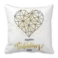 Valentine's Day pillowcase with black geometric heart and golden glitter accents - 45cmx45cm / Style 1 (Geometric Heart)