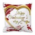 Happy Valentine's day throw pillow cover with golden heart frame and red brush strokes - Gold Rose 3D Heart (8) / 45x45cm