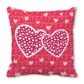 Peach skin pillowcase featuring dual red hearts and romantic pink swirl patterns - Double Heart Romantic Spirals (9)
