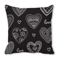 Black square heart pillowcase with white boho love graphics and geometric patterns - Black With White Heart Love (6)