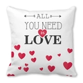 White peach skin pillowcase with black 'All You Need Is Love' text and red heart - Simple Letter Love Print (Style J)
