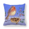 Wintervogel Pfirsichhaut Kissenbezug mit Rotkehlchen und Stechpalmenbeeren Deko - 45x45cm / Rotkehlchen am Becken (17)