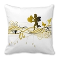 Square peach skin pillowcase with gold angel and floral print on white background - 45cmx45cm / Style 2 (Angel Butterfly)