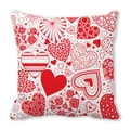 Funda de cojín cuadrada con corazones rojos San Valentín en piel de melocotón suave - Corazones de Textura Rica en Todo (14)