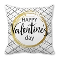 Valentine's Day pillow case with gold ring and black grid pattern on peach skin fabric - Black White Diagonal Grid Gold Ring Style (1)