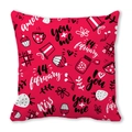Red Valentine's Day cushion cover with You + Me heart prints in soft peach skin fabric - Romantic Hand-drawn Mix (10)