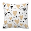 Federa per cuscino in pelle di pesca bianca con cuori neri e oro per San Valentino - Stile cuore cavo linea oro nero (16)