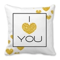 White linen pillowcase with gold glitter hearts and I Love You slogan for Valentines - Gold Glitter I Love You (9) / 45x45cm