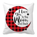 Peach skin square pillowcase with 'I Love You to the Moon and Back' moon and star print - Love You To The Moon Plaid Moon Style