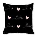 Black peach skin pillowcase with white love text and pink hearts for Valentines Day - Black Pink Heart Handwritten Love (8)