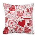 Funda de cojín de San Valentín con diversos motivos de corazones rojos sobre blanco - Corazones de Patrón Rojo Clásico (15)