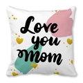 White peach skin pillowcase with Love You Mom slogan and colorful heart patterns - Handwritten Love You Mom Color Block (6) / 45x45cm