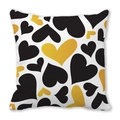 Federa in pelle di pesca con cuori neri e giallo zenzero per decorazione d'interni - Stile cuore grande e piccolo curcuma nera (17)