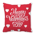 Red Happy Valentine's Day pillowcase with white hearts and festive artistic lettering - Symmetric Hearts Greeting (11)