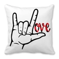 Valentine Peach Skin pillowcase with Love typography and red plaid heart gesture - Love Gesture Plaid Style