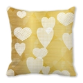 Golden square pillowcase featuring white heart patterns with elegant textured details - Gold Background White Hearts (10) / 45x45cm