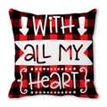 Red and black buffalo plaid pillow cover with 'WITH ALL MY HEART' text in artistic script - With All My Heart Style (13)