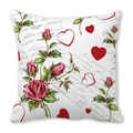 Valentine Peach Skin pillowcase featuring red roses and heart motifs on white background - White Rose Heart Print (Style M)