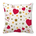 Funda de cojín de piel de melocotón con corazones rojos y estrellas doradas de amor - Fondo Beige Corazones Estrellas (16)