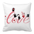 White peach skin pillowcase with pink Love text and cute cartoon cats for Valentine's Day - Cartoon Cat Love (7) / 45x45cm