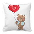 White peach skin pillowcase with cartoon bear and I love you heart balloon print - 45x45cm / Cartoon Bear Style (12)