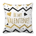 Square peach skin pillow case with gold Be My Valentine print and zigzag patterns - 45cmx45cm / Style 5 (Be My Valentine)