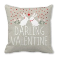 Pink Valentine Darling cushion cover with gray linen texture and rabbit heart print - Rabbit Valentine Style (16)