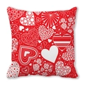 Red heart pillow cover with diverse white patterns for Valentine decor - Diverse Textured Hearts (12)