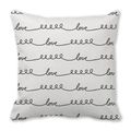 Peach skin pillowcase featuring black handwritten Love script and circular patterns - Handwritten Black Love Circles (8) / 45x45cm