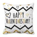 Valentine's Day peach skin pillowcase with gold hearts and Happy Valentines Day text - 45cmx45cm / Style 6 (Wave Heart)