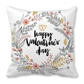 Happy Valentine's Day white square pillowcase with elegant floral wreath and gold hearts - Fresh Floral Wreath Style (4)