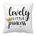 Taie d'oreiller blanche avec couronne pailletée dorée et texte Lovely Little Princess - Design Little Princess (18) / 45x45 cm