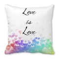 Love is Love square pillowcase with rainbow gradient hearts on white peach skin fabric - Rainbow Gradient Heart (15)