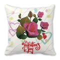 Valentine's Day square throw pillow cover with pink rose bouquet and heart motifs - Pink Rose Cluster (12) / 45x45cm