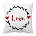 Valentine's Day square pillowcase featuring a Love wreath and red buffalo plaid hearts - Love Wreath Plaid Heart Style