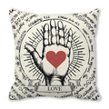 Valentine's Day peach skin pillowcase with 'LOVE' ribbon and mystic hand print - Vintage Occult LOVE Palm (9) / 45x45cm