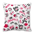 Federa per cuscino San Valentino con stampa doodle di cuori e cupcake rossi - Stile collezione scarabocchi romantici San Valentino (20)