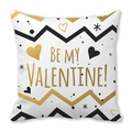 Square peach skin pillowcase with Be My Valentine print in white, gold and black - 45cmx45cm / Style 7 (Gold Black Dots)