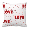 Square peach skin pillowcase with red LOVE letters and scattered heart patterns - Red LOVE Graffiti (14)