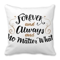 White peach skin pillowcase with Forever and Always artistic typography print - 45x45cm / Forever and Always Art Font Style (5)